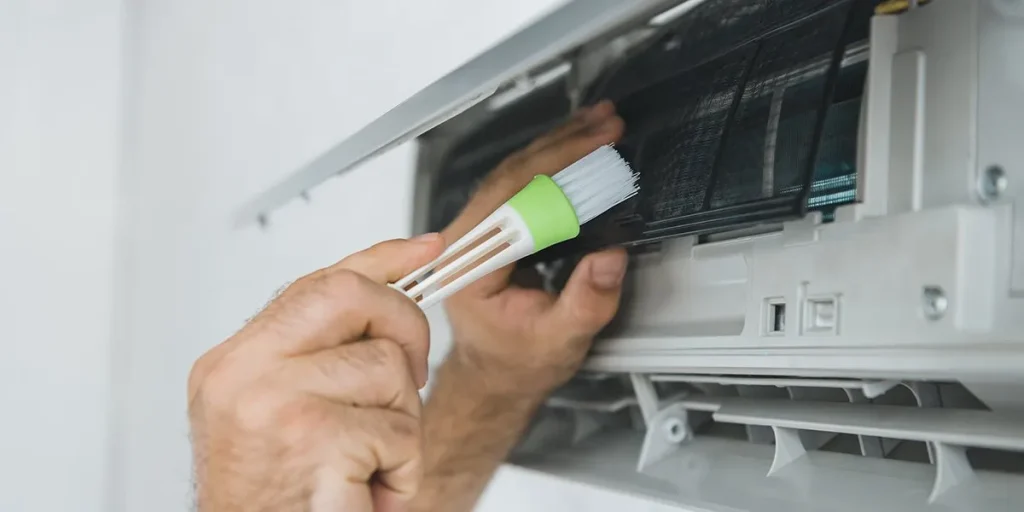 Cleaning air conditioner filter inside