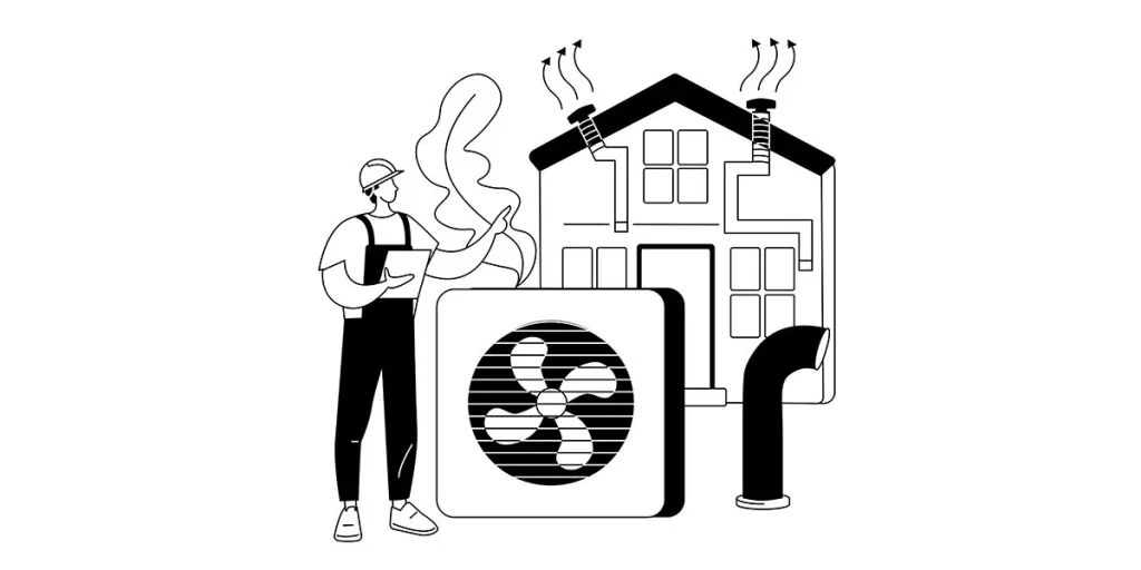 HVAC technician with heating system