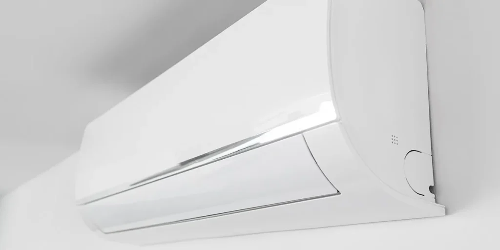 White ductless mini split unit