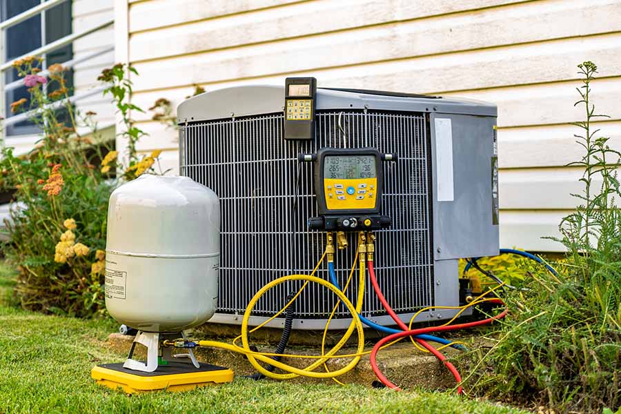 Outdoor unit during AC maintenance